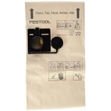 Festool 452970 FIS-CT/CTL/CTM 22/5 Filter Bag for Dust Extractor x 5 Pack