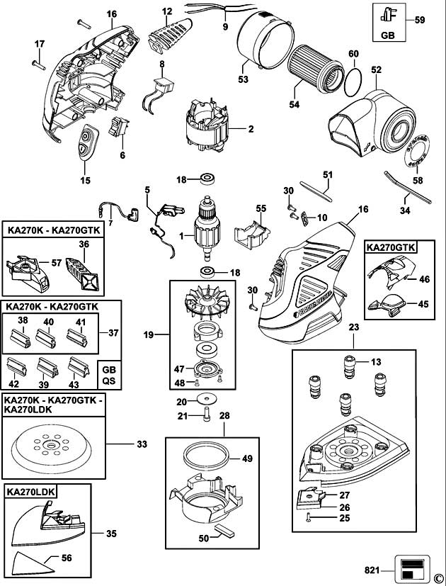 Black & Decker 7447 Parts Diagram for Sander