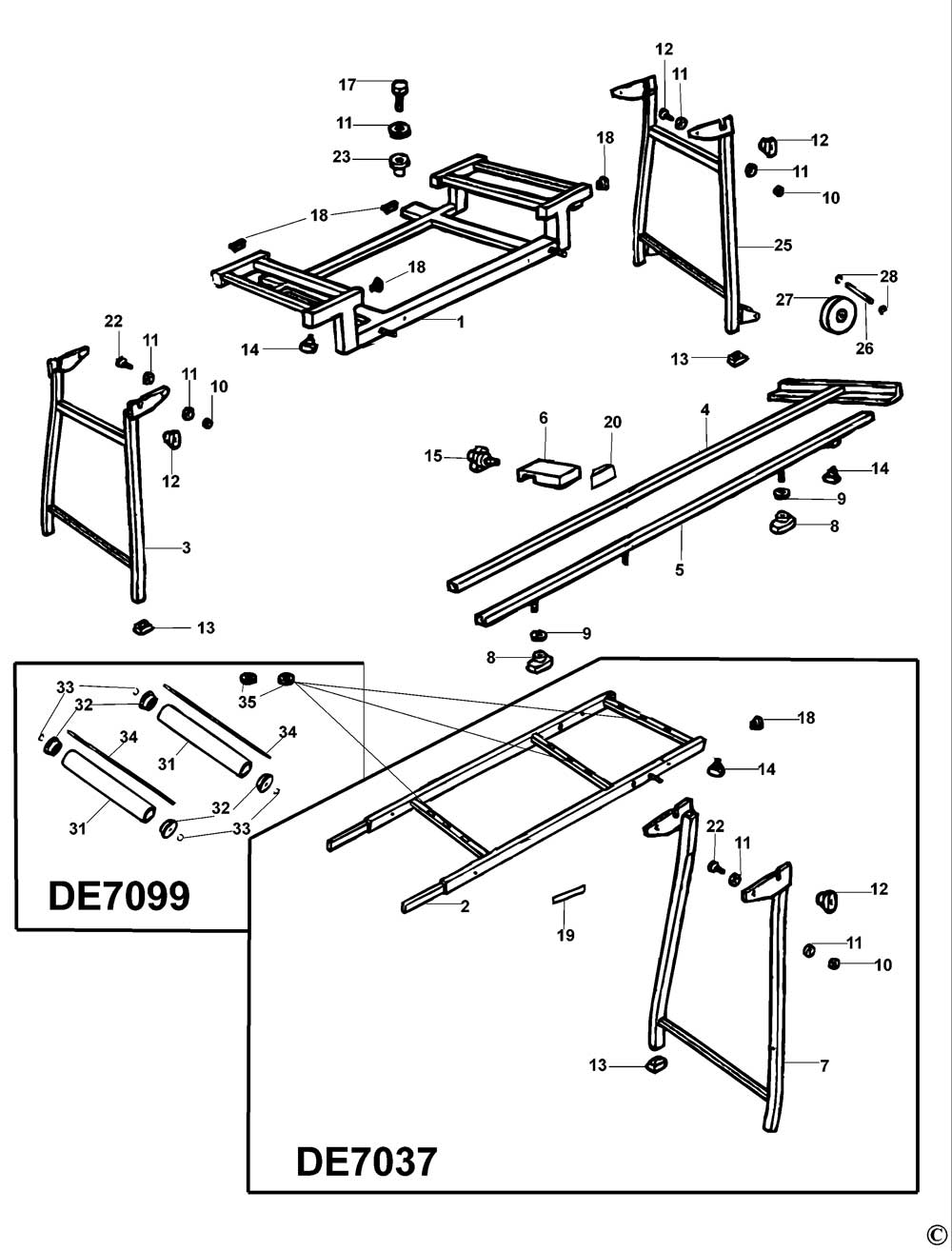 DeWalt DE7076 Type 1 Extension Table Spare Parts - Part Shop Direct